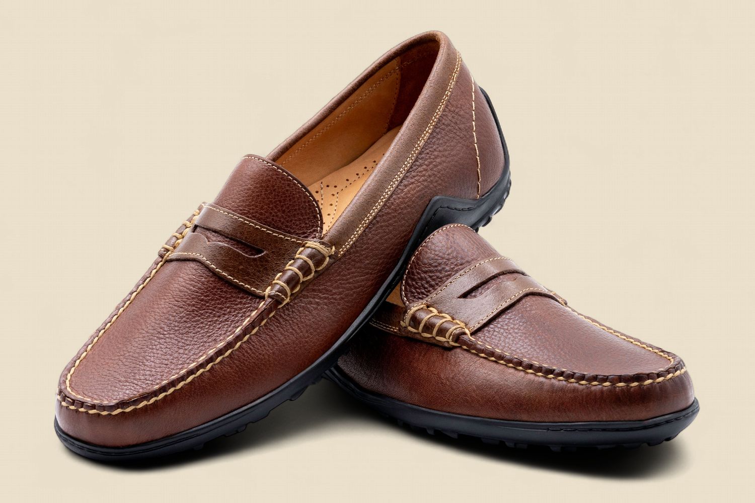 BILL ROYAL BULLHIDE PENNY LOAFERS - CHESTNUT, Size: 8