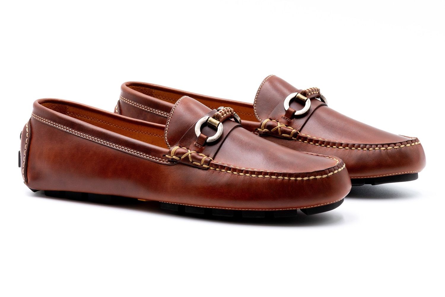 OLD ROW SADDLE LEATHER HORSE BIT DRIVING LOAFERS - CIGAR