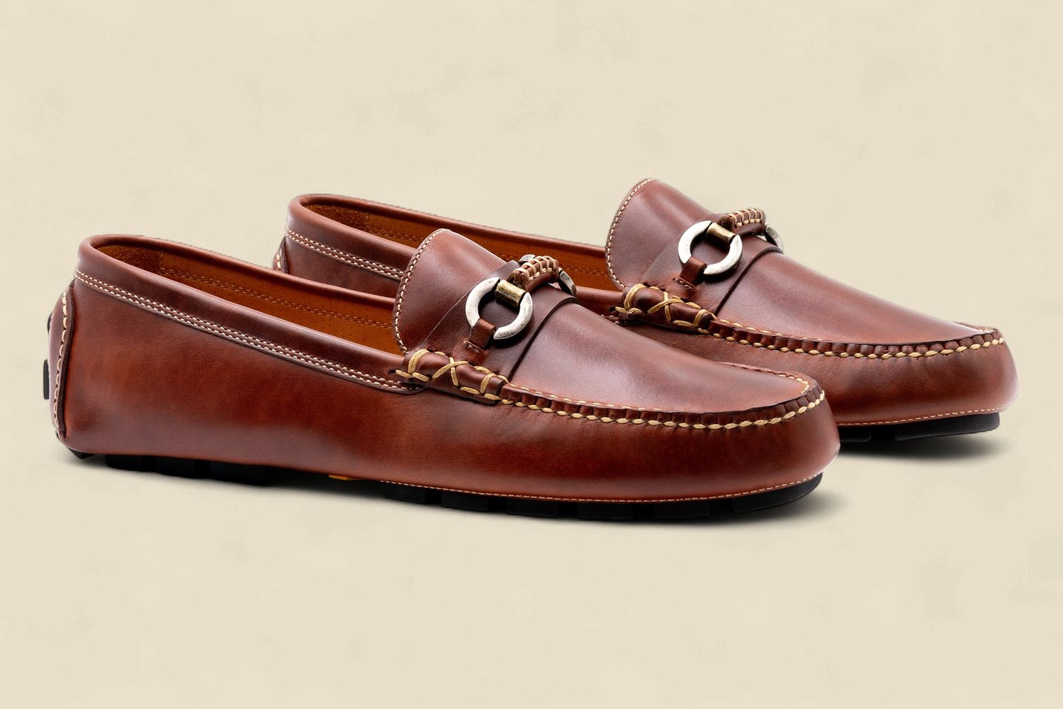 OLD ROW SADDLE LEATHER HORSE BIT DRIVING LOAFERS - CIGAR