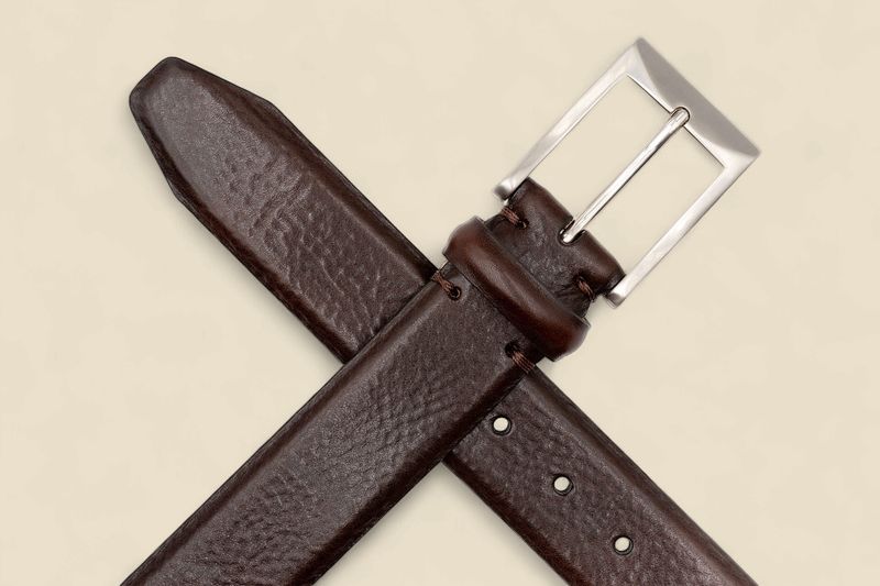 LUCA LUXE ITALIAN CALF LEATHER BELT - WALNUT
