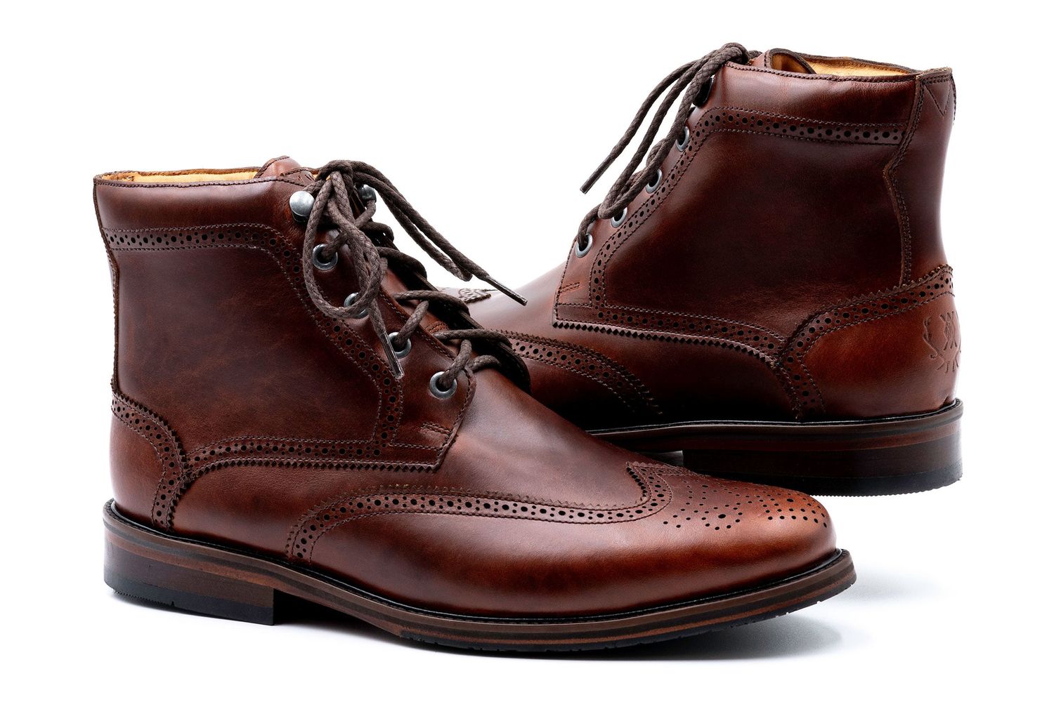 OLD ROW OILED SADDLE LEATHER WINGTIP BOOTS - CIGAR