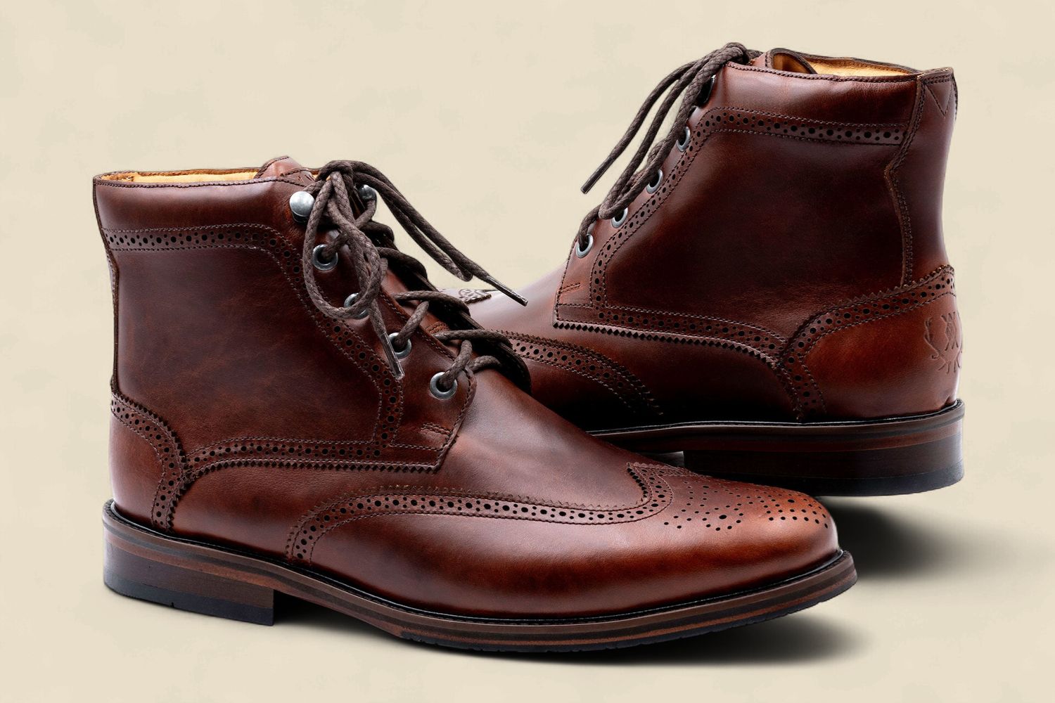 OLD ROW OILED SADDLE LEATHER WINGTIP BOOTS - CIGAR