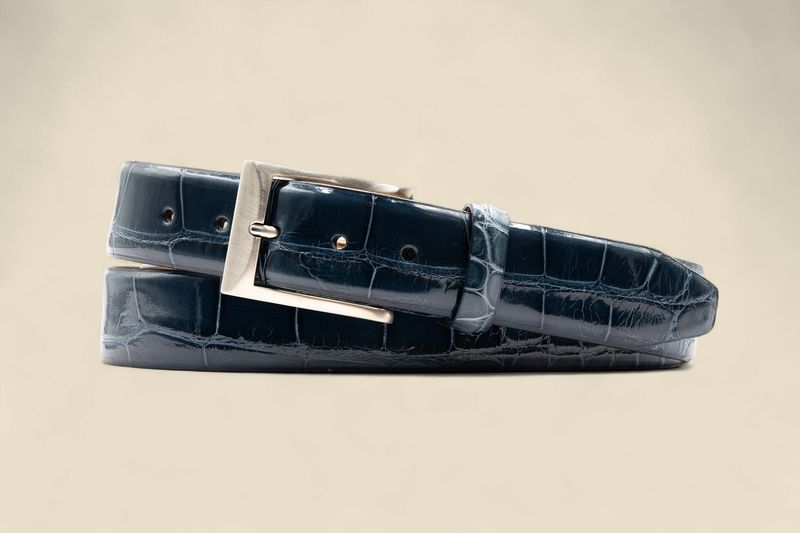 ONE BY ONE HAND GLAZED AMERICAN ALLIGATOR - SAPPHIRE