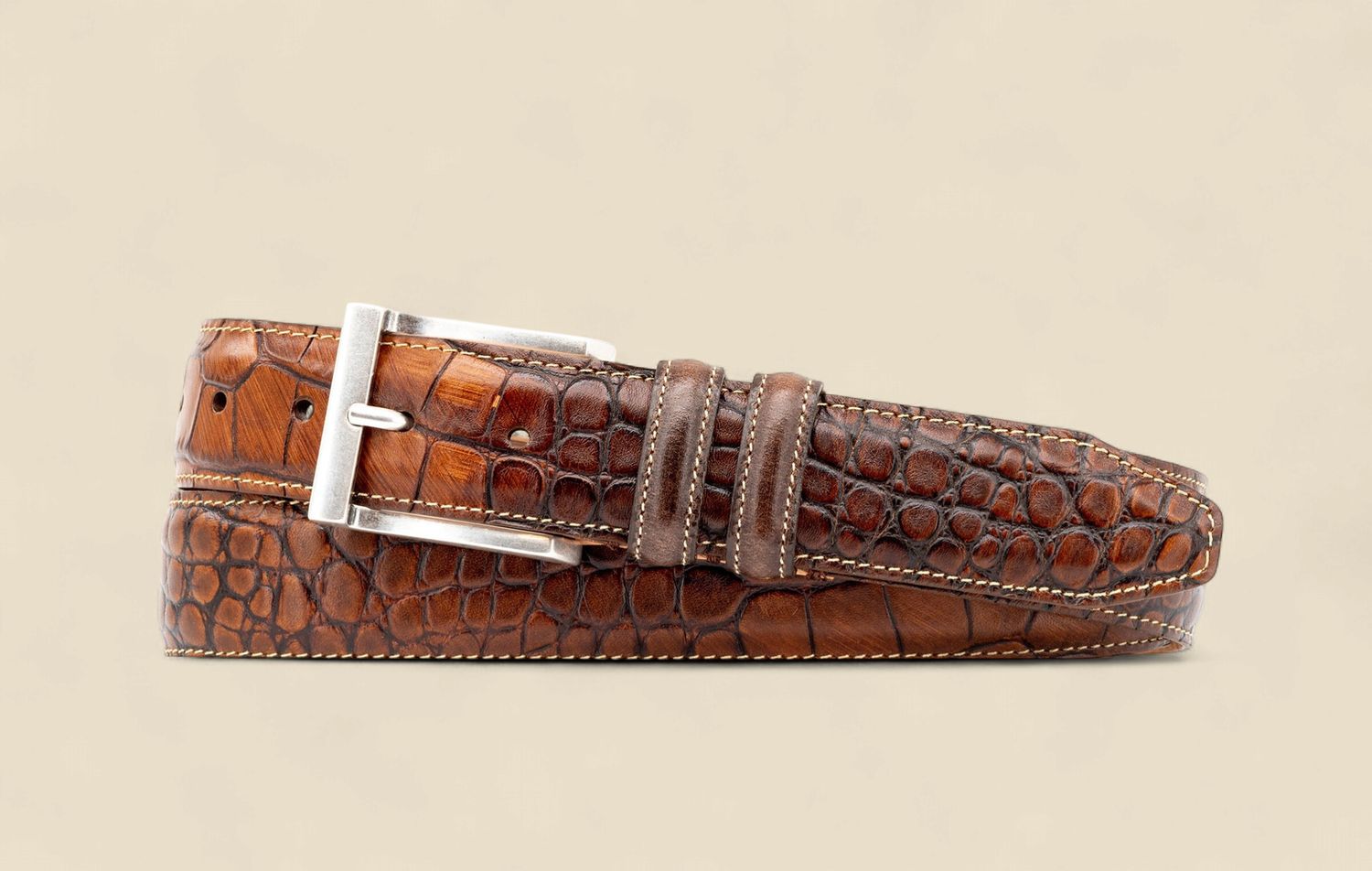 BILL ALLIGATOR GRAIN BELT - CHESTNUT, Size: 32