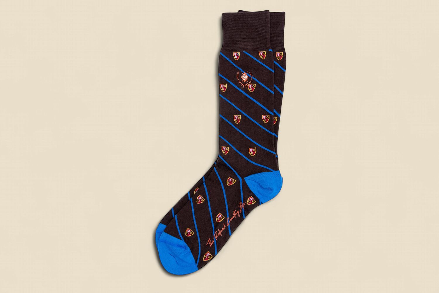 CLUB CHECK PERUVIAN PIMA COTTON SOCKS -WALNUT