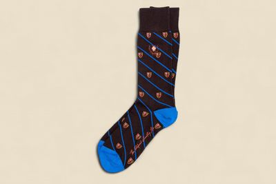 CLUB CHECK PERUVIAN PIMA COTTON SOCKS -WALNUT