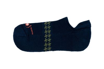 SIGNATURE SNEAKER HOUNDSTOOTH PIMA COTTON PADDED SOCKS - NAVY