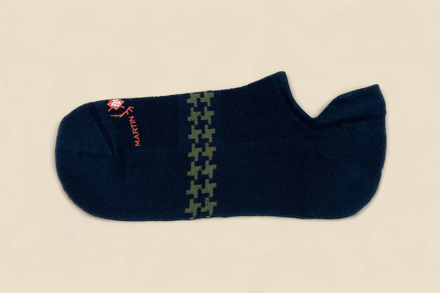 SIGNATURE SNEAKER HOUNDSTOOTH PIMA COTTON PADDED SOCKS - NAVY