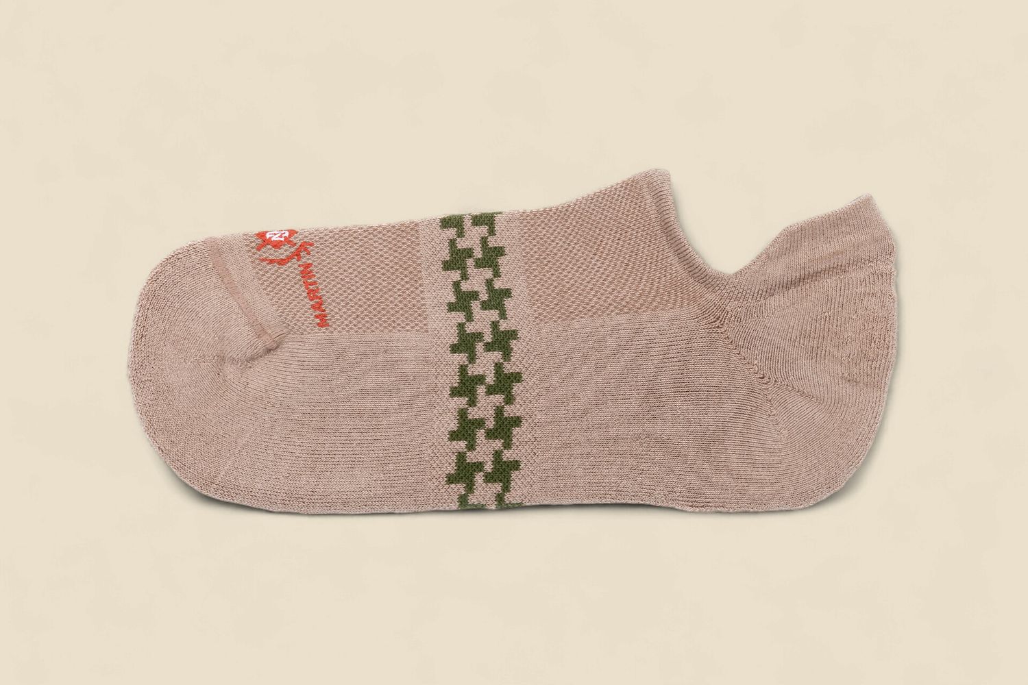 SIGNATURE SNEAKER HOUNDSTOOTH PIMA COTTON PADDED SOCKS - OATMEAL