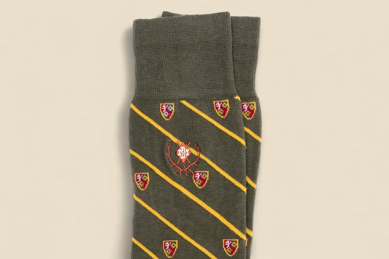 CLUB CHECK PERUVIAN PIMA COTTON SOCKS - MILITARY GREEN