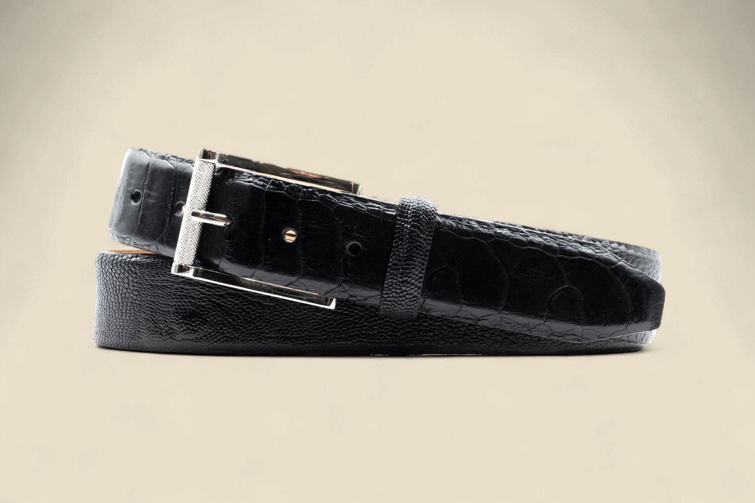 ONE BY ONE GENUINE OSTRICH - BLACK