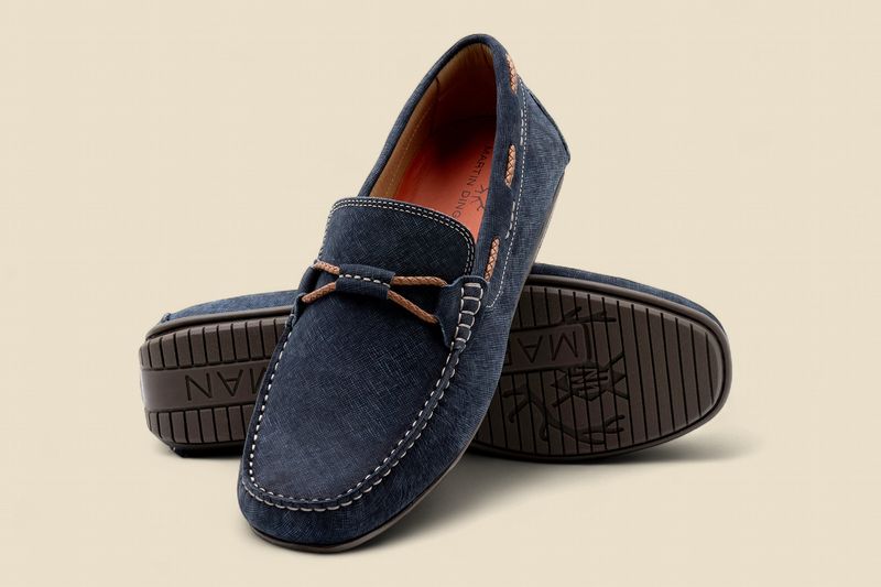 BERMUDA NUBUCK BRAIDED BIT LOAFERS - NAVY