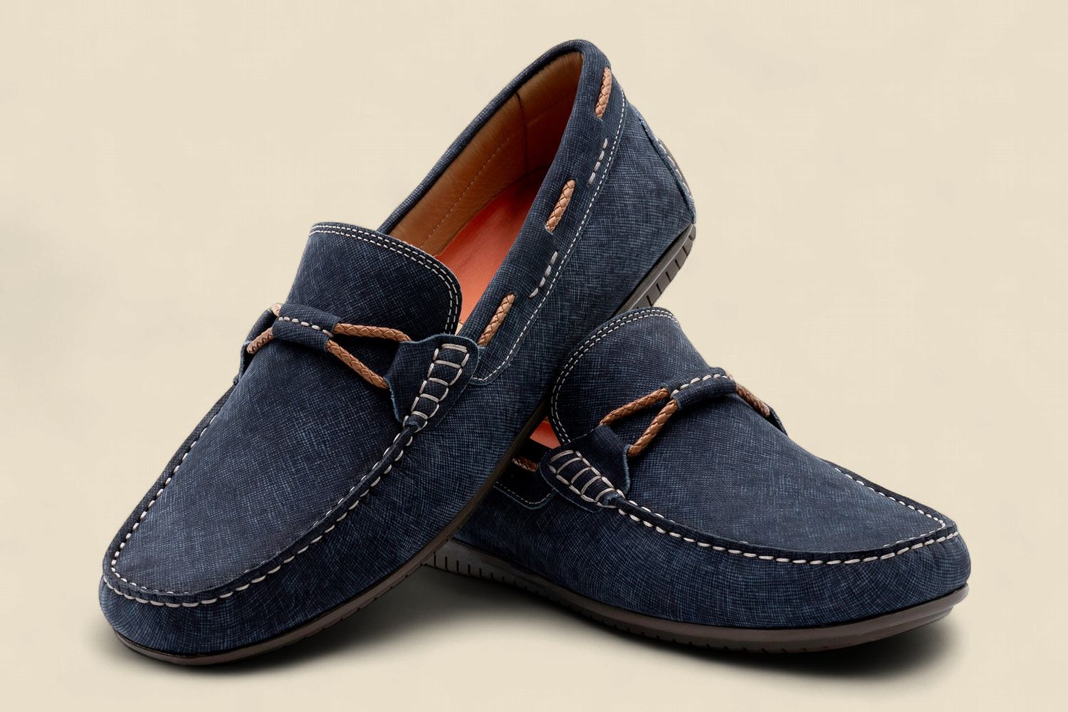 BERMUDA NUBUCK BRAIDED BIT LOAFERS - NAVY, Size: 8