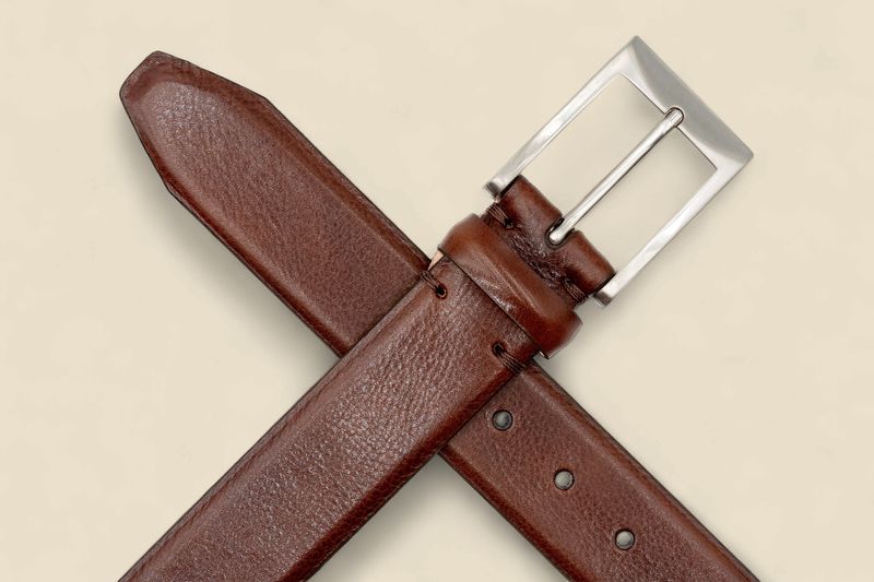 LUCA LUXE ITALIAN CALF LEATHER BELT - CHESTNUT