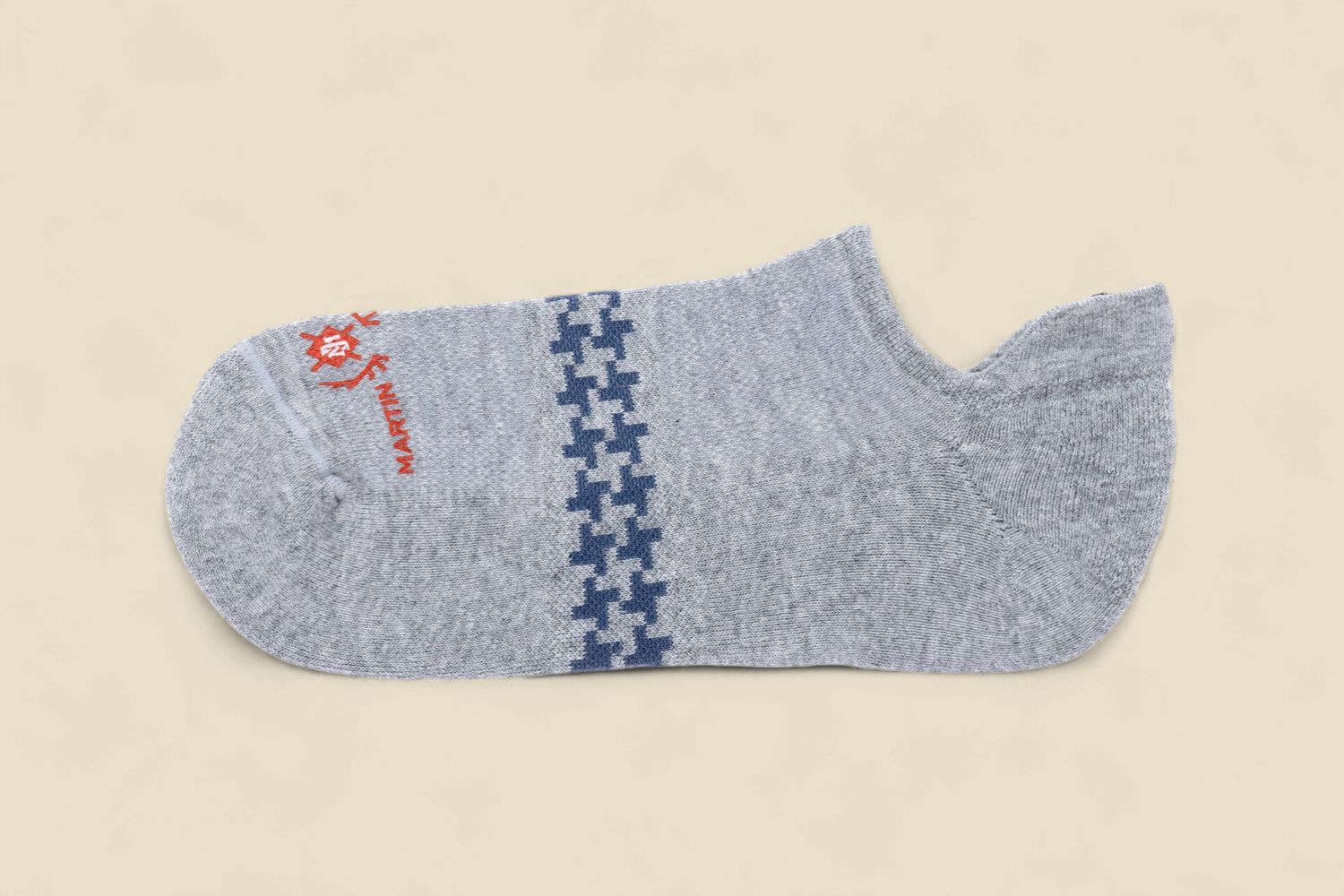 SIGNATURE SNEAKER HOUNDSTOOTH PIMA COTTON PADDED SOCKS - HEATHER GREY