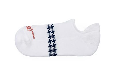 SIGNATURE SNEAKER HOUNDSTOOTH PIMA COTTON PADDED SOCKS - WHITE