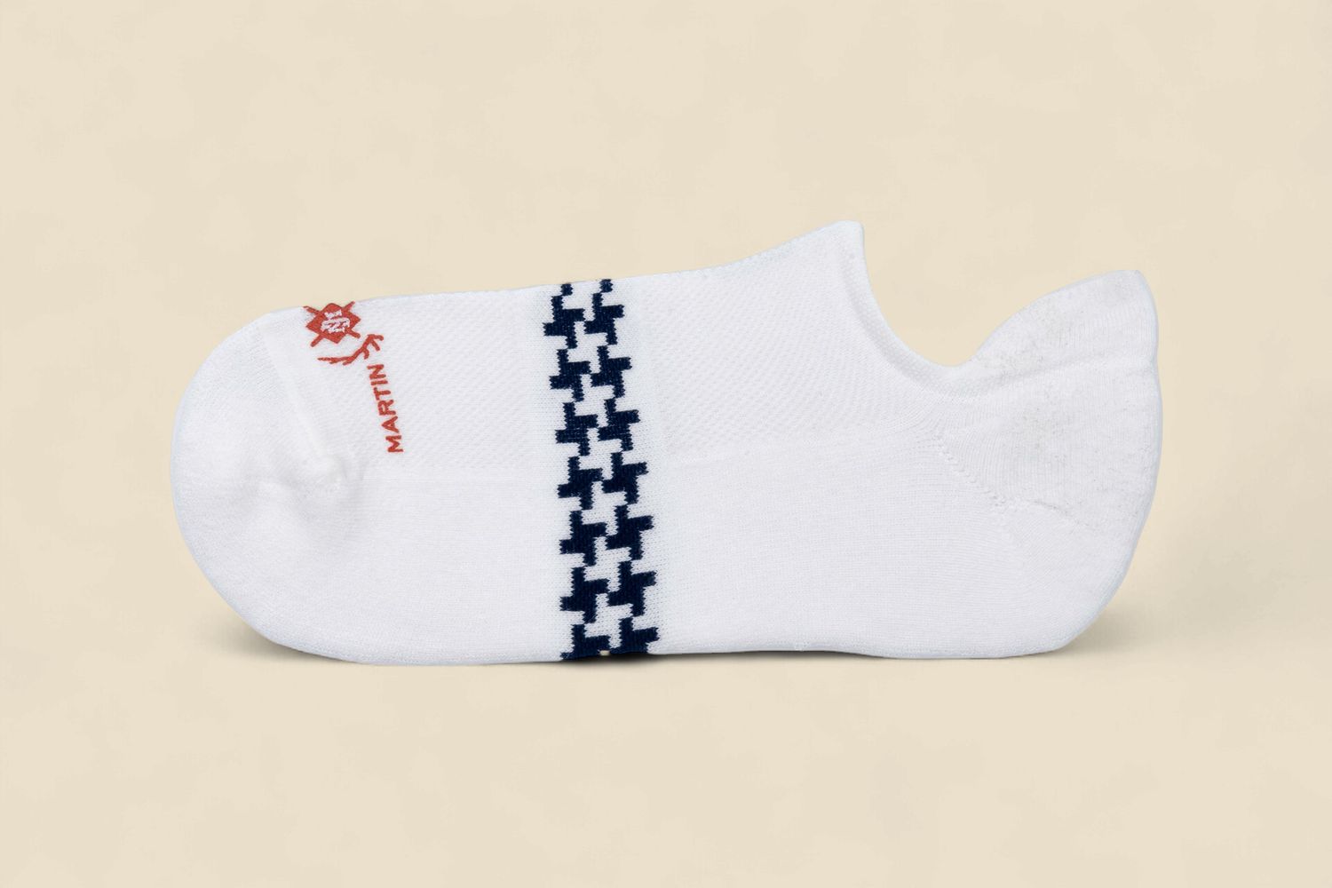 SIGNATURE SNEAKER HOUNDSTOOTH PIMA COTTON PADDED SOCKS - WHITE