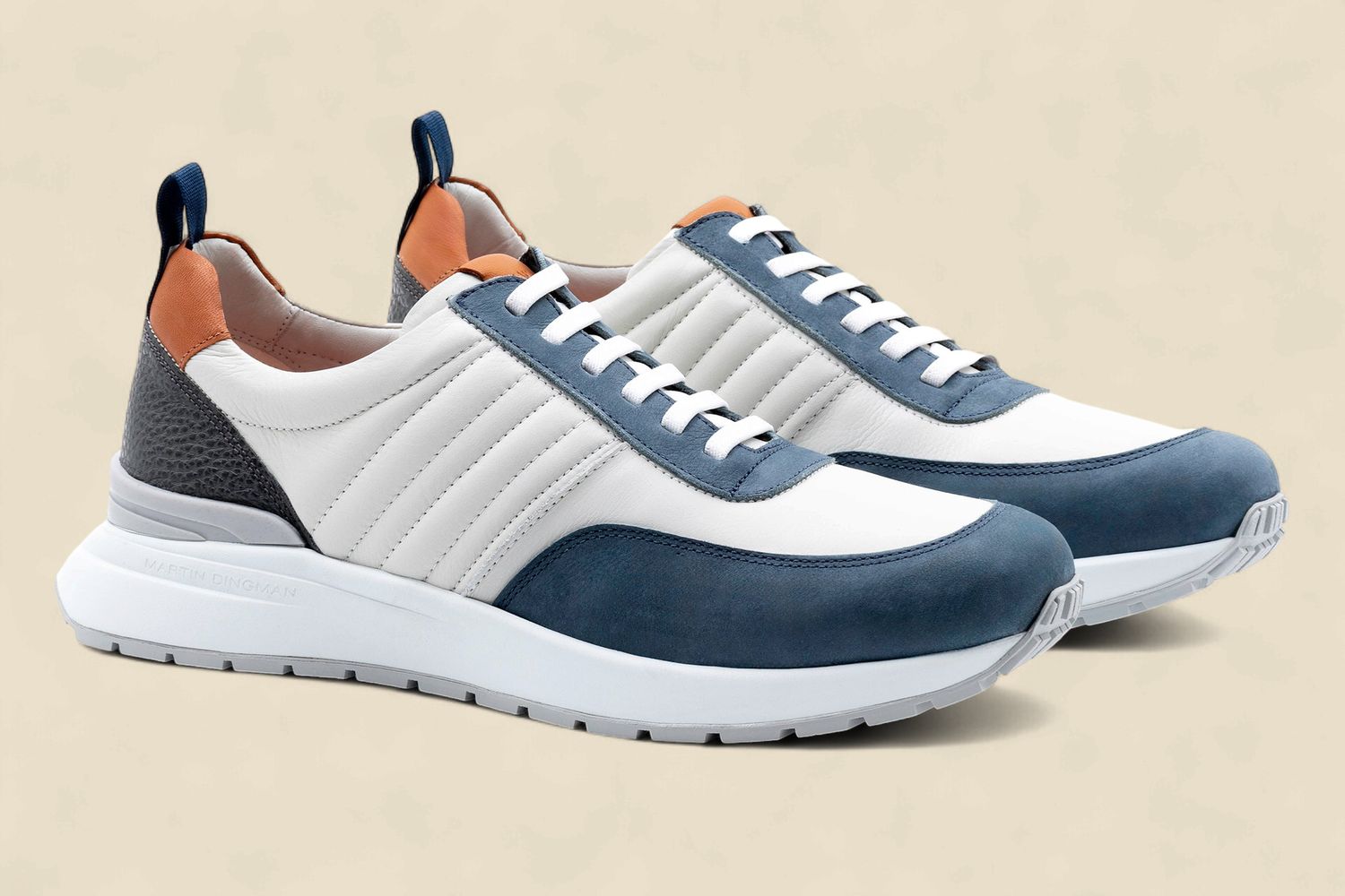 DAWSON GLOVE LEATHER SNEAKERS - WHITE/MARINE