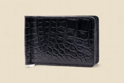 ANTHONY ALLIGATOR GRAIN CREDIT CARD MONEY CLIP - BLACK