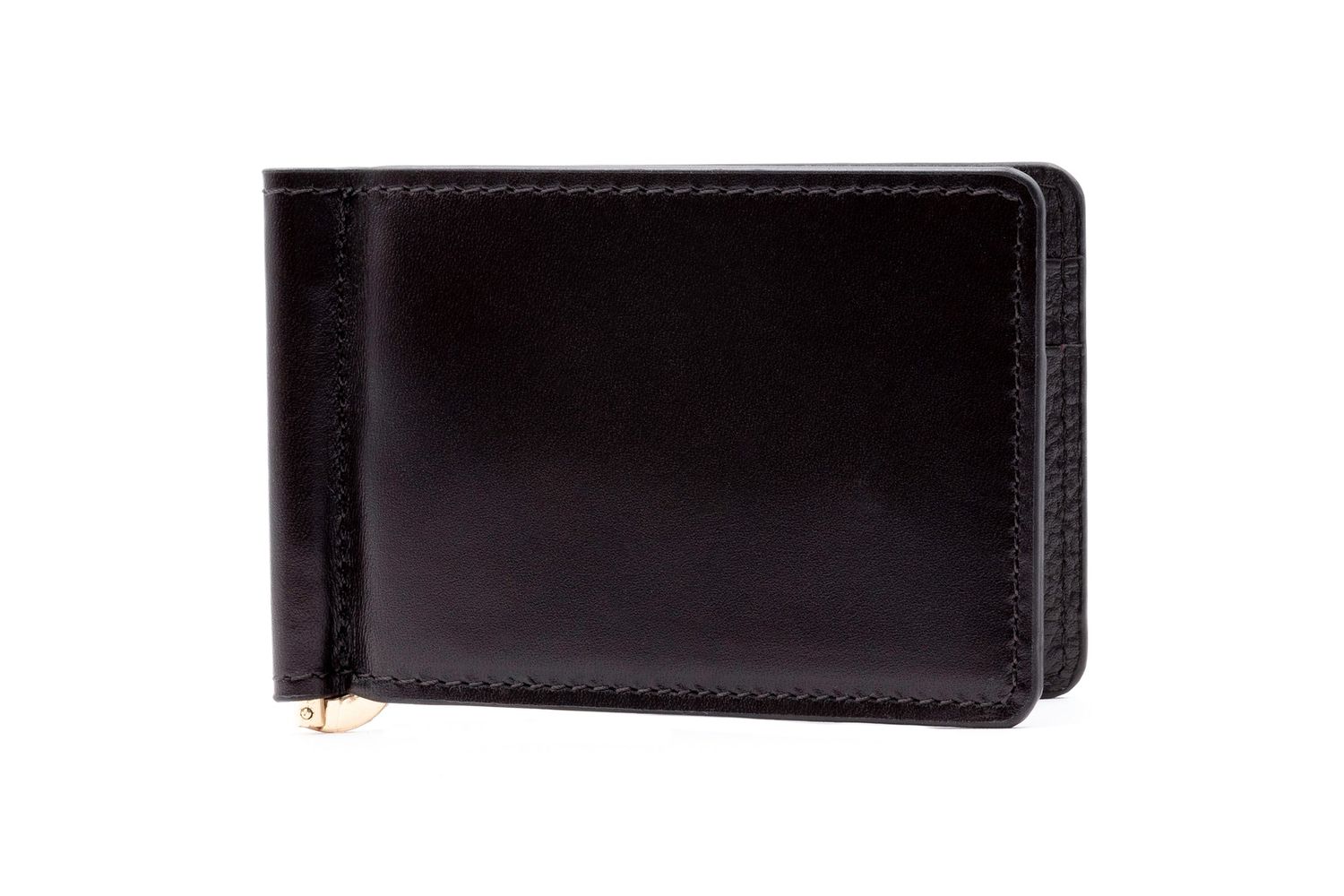 EDWARD SADDLE LEATHER CREDIT CARD MONEY CLIP - CHOCOLATE
