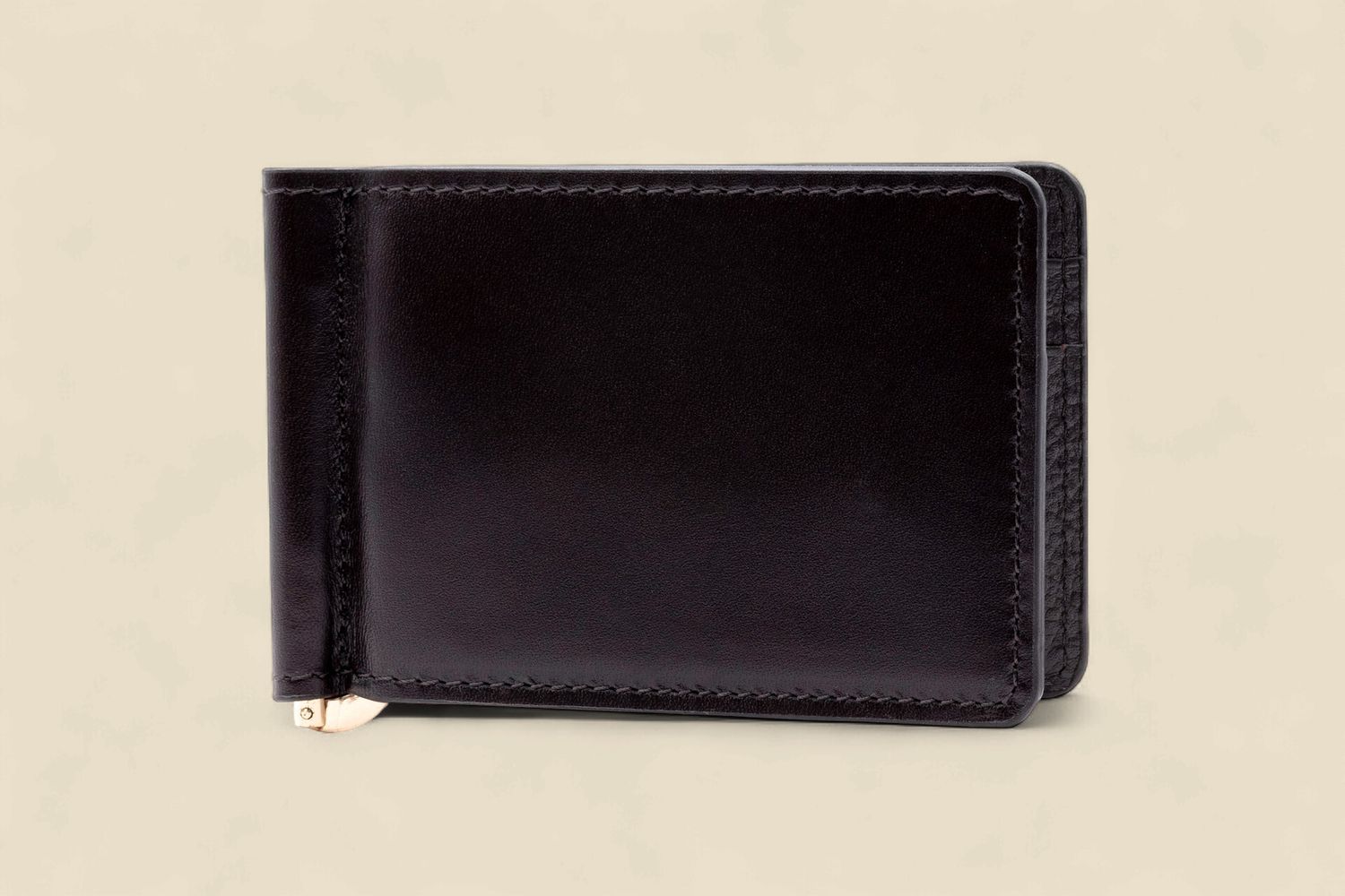 EDWARD SADDLE LEATHER CREDIT CARD MONEY CLIP - CHOCOLATE