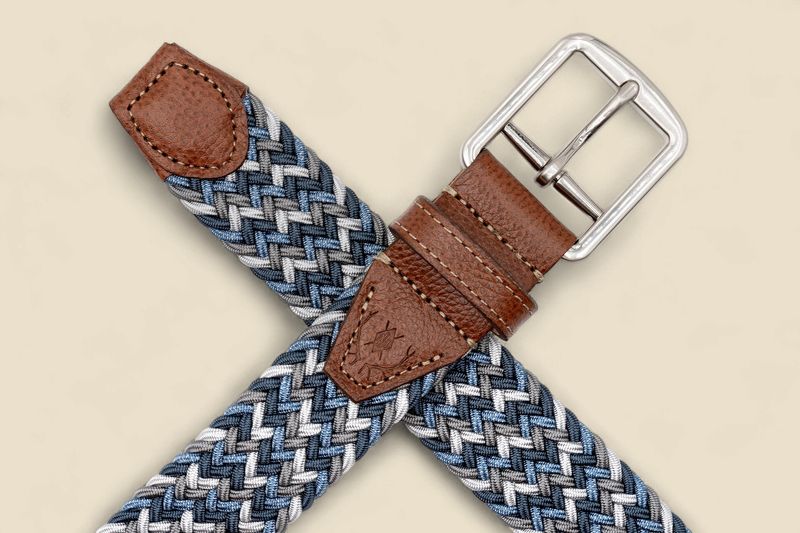 NEWPORT WOVEN ITALIAN RAYON ELASTIC BELT - BLUE MULTI