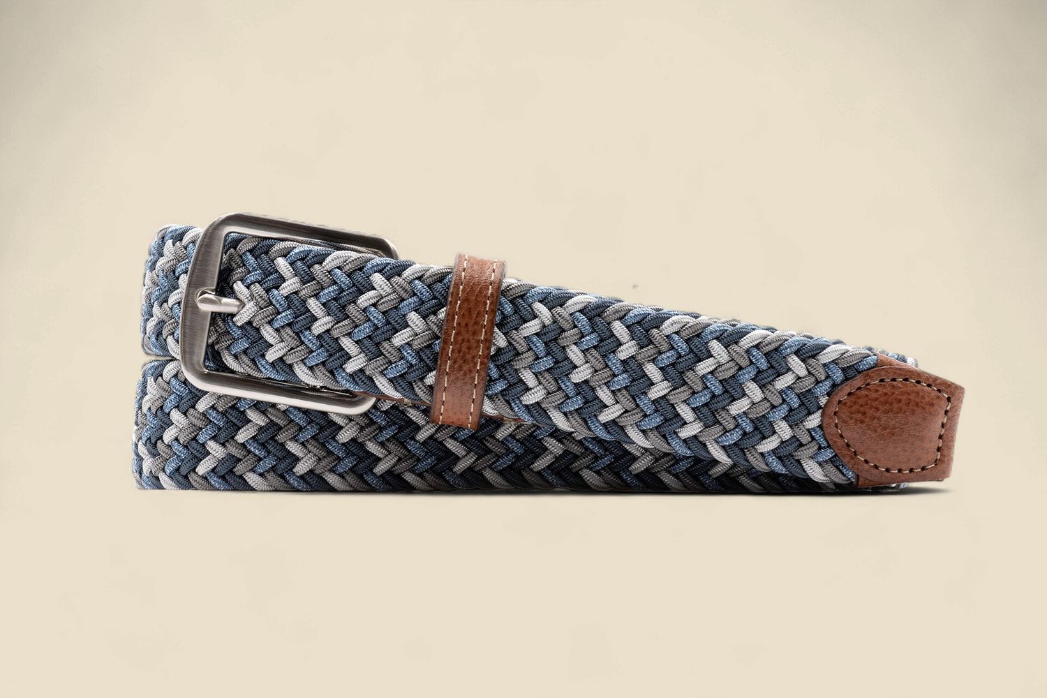 NEWPORT WOVEN ITALIAN RAYON ELASTIC BELT - BLUE MULTI