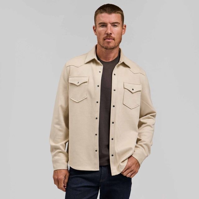 THE WYATT - MICROSUEDE SHIRT JACKET - OPAL