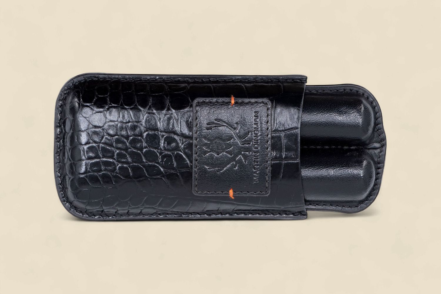HAVANA ALLIGATOR GRAIN CIGAR CASE - BLACK