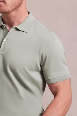 THE HOLDEN  - SAND WASHED DOUBLE KNIT SS POLO - OLIVINE