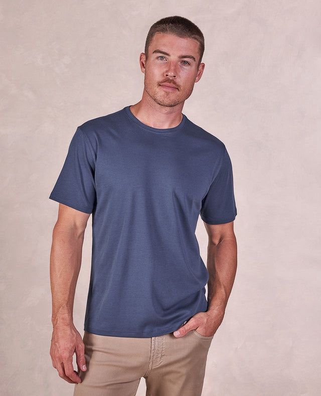 THE LUXE SUPIMA - CREW NECK SS TEE - BLUE DUSK
