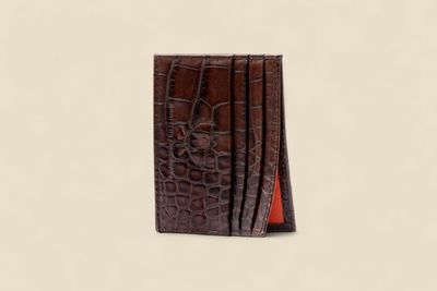 ANTHONY ALLIGATOR GRAIN EXECUTIVE  ID CARD CASE -BROWN