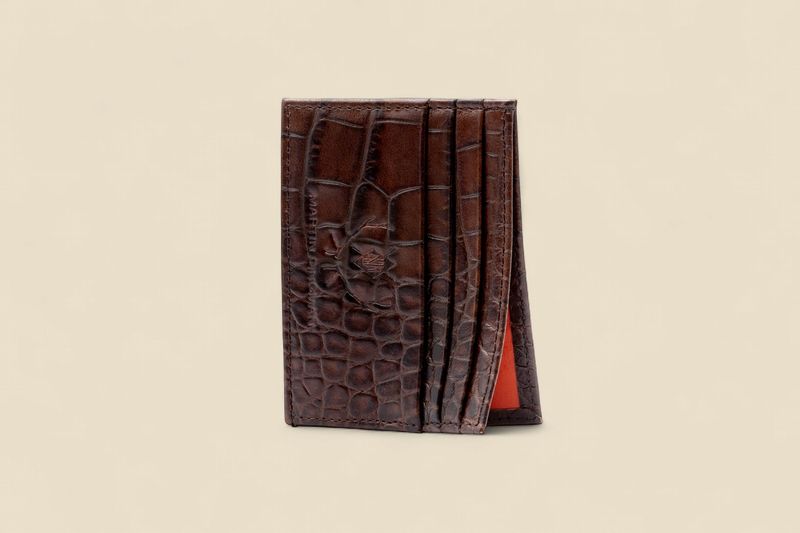 ANTHONY ALLIGATOR GRAIN EXECUTIVE  ID CARD CASE -BROWN