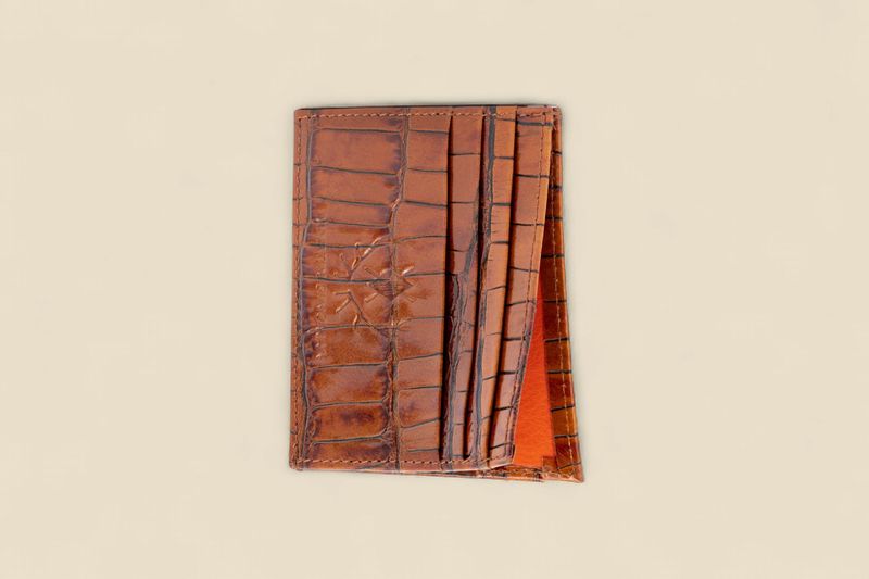 ANTHONY ALLIGATOR GRAIN EXECUTIVE  ID CARD CASE - CHESTNUT