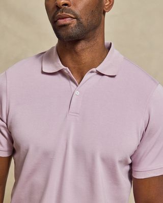 THE HOLDEN  - SAND WASHED DOUBLE KNIT SS POLO  - LILAC
