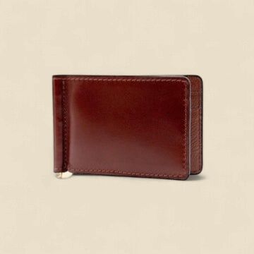 EDWARD SADDLE LEATHER CREDIT CARD MONEY CLIP - TAN