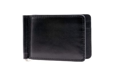 EDWARD SADDLE LEATHER CREDIT CARD MONEY CLIP -BLACK