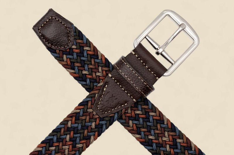 NEWPORT WOVEN ITALIAN RAYON ELASTIC BELT - AUTUMN MULTI