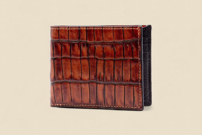 ANTHONY ALLIGATOR GRAIN BILLFOLD - CHESTNUT