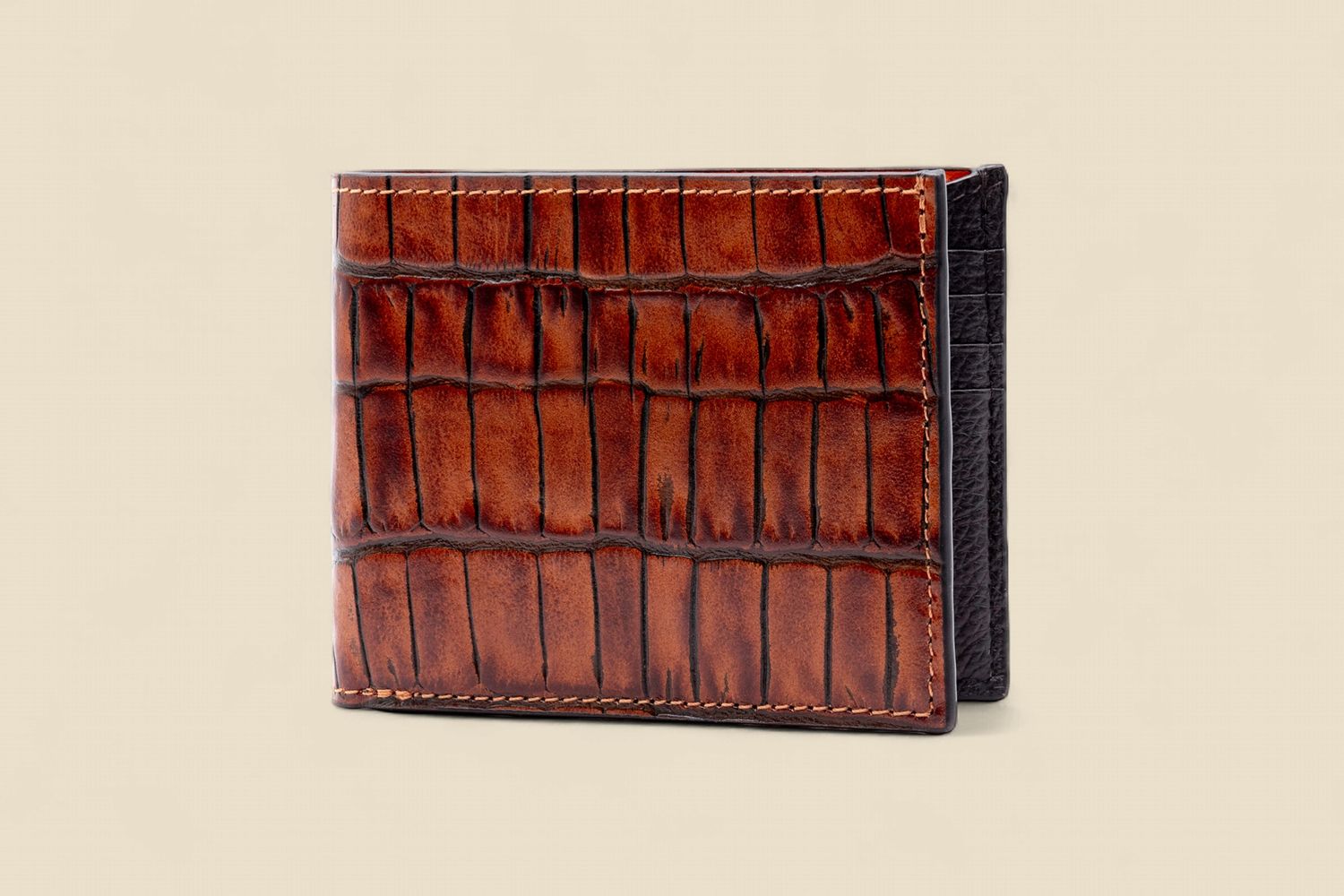 ANTHONY ALLIGATOR GRAIN BILLFOLD - CHESTNUT, Size: OS
