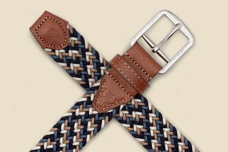NEWPORT WOVEN ITALIAN RAYON ELASTIC BELT - RIVER MULTI