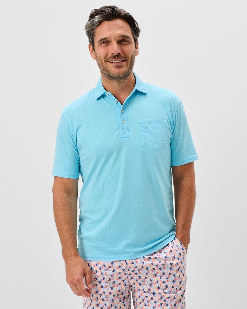 COASTAL WASH ORIGINAL 4-BUTTON POLO, Color: TOPAZ, Size: M
