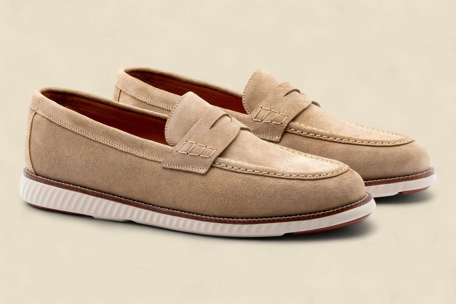 COUNTRYAIRE SUEDE PENNY LOAFERS - KHAKI
