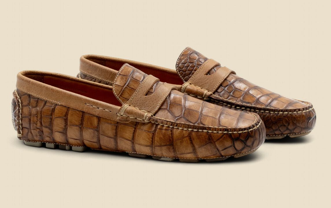 MONTE CARLO ALLIGATOR GRAIN LEATHER DRIVING  LOAFERS - HONEY