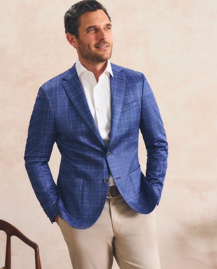 Printed Knit Stretch Sport Coat - Donington Plaid