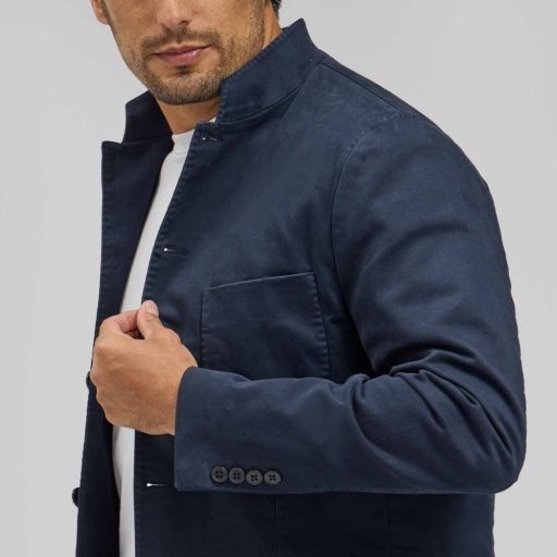 THE DRAGO - 5 BUTTON MANDARIN JACKET, Colour: NAVY, Size: 40/50