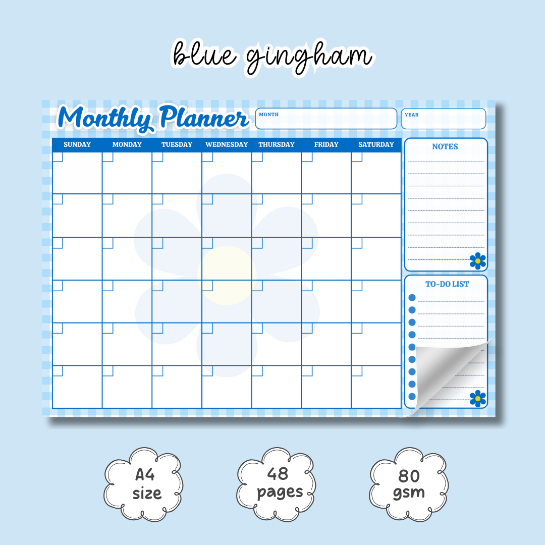 Gingham Monthly Planners