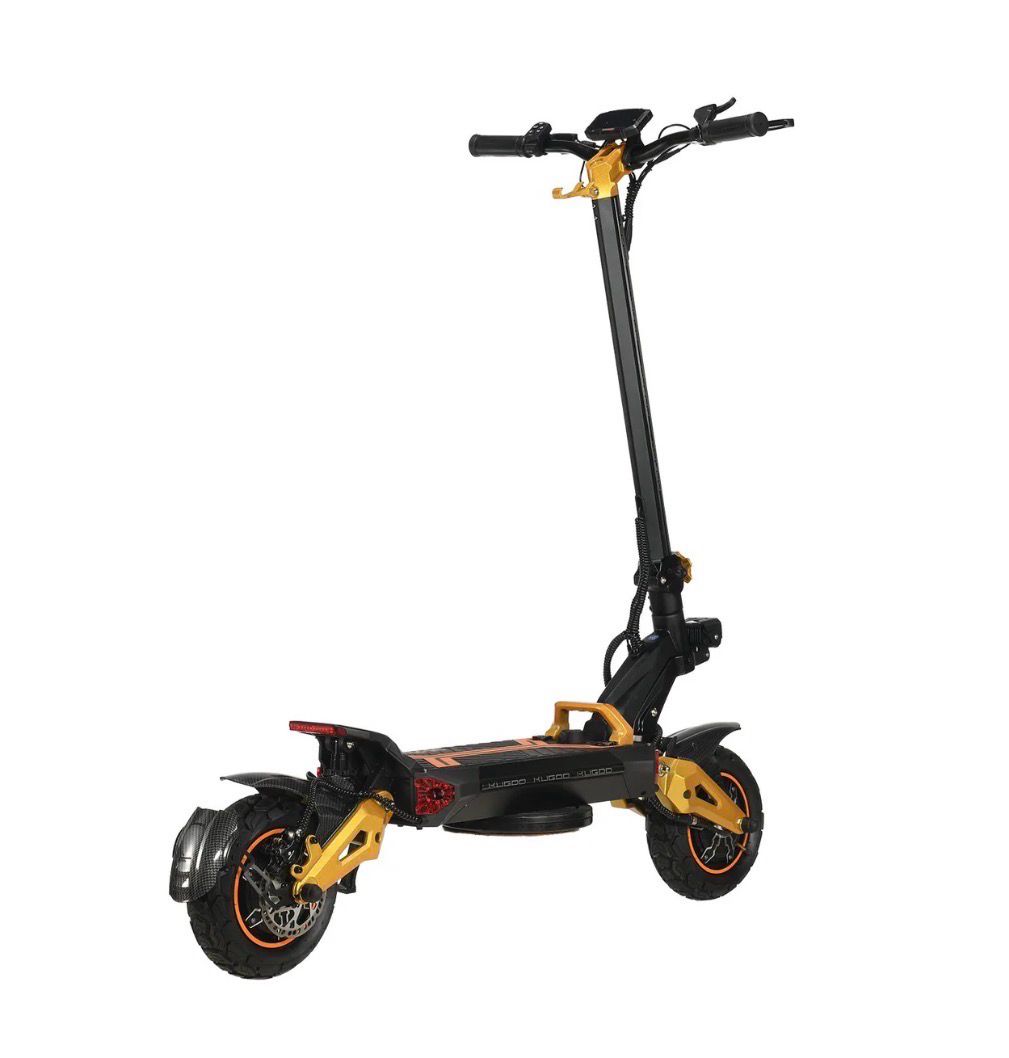 Hugo Turbo Electric Scooter Dual Motor 2400W, 67.2V 20Ah Removable Battery, Up to 65 km/h, 65 km Range, 10&quot; Tires, Black/Gold