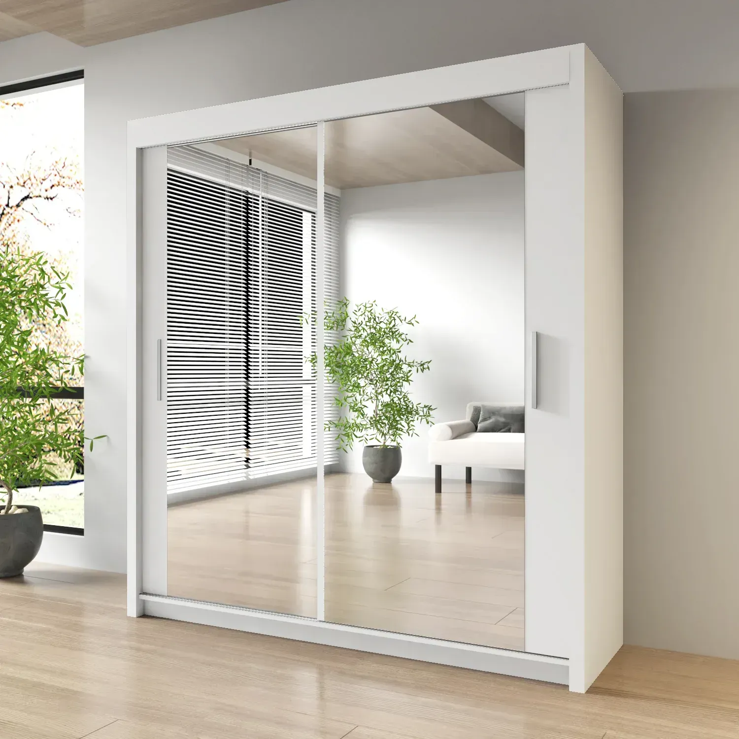 Sliding Mirror Door Wardrobe-Milan 203 cm