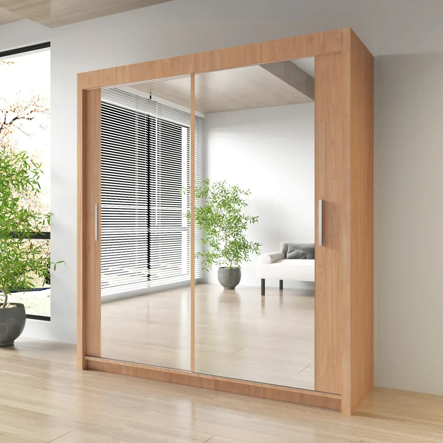 Sliding Mirror Door Wardrobe-Milan 100 cm